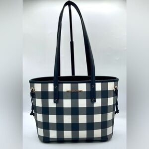 MICHAEL KORS Gingham Tote Bag & shoulder bag in Black & White Checkered Pattern.